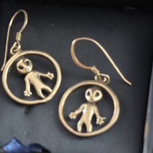 Sterling silver friendly Alien dangling  Earrings